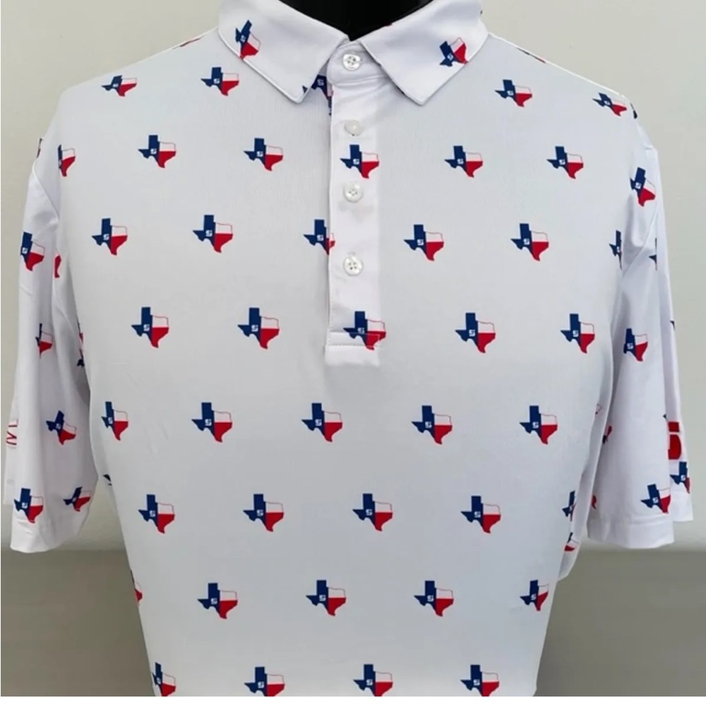 CS White Texas State Print Polo